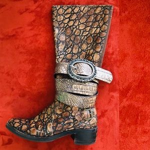 FEBO Portuguese Leather CROCO Reptile BOOTS Size 7
